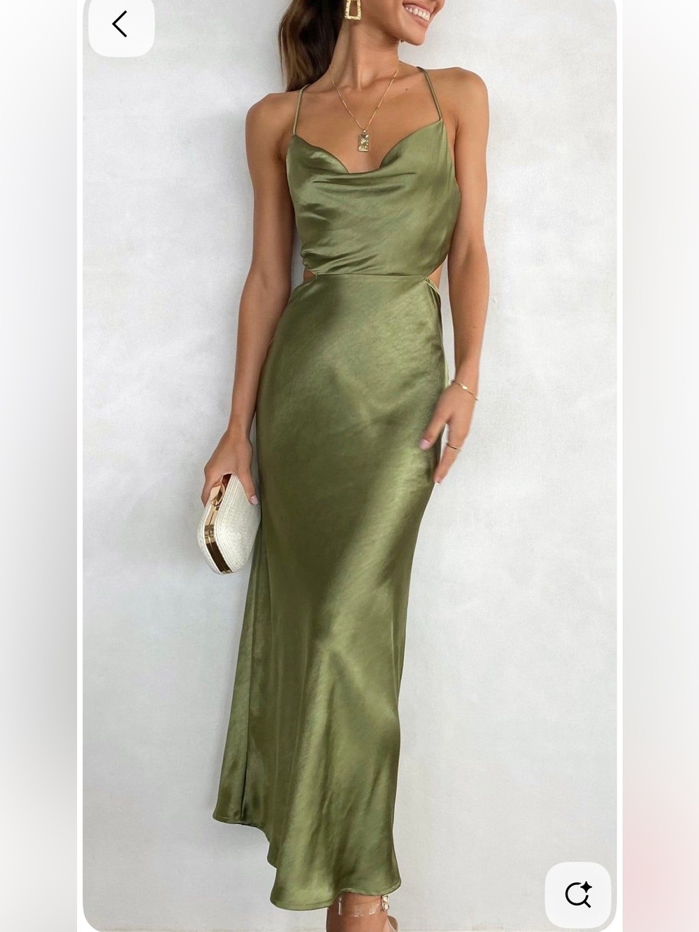 NWT Billy J Sloan Olive MIDI Dress Silky Slip Dress Size 8